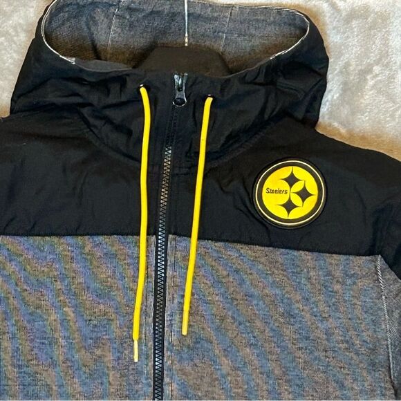 Pittsburgh Steelers NFL Nike Jacket Hoodie Windbreaker M Gray Black Yellow Zip - Picture 3 of 5